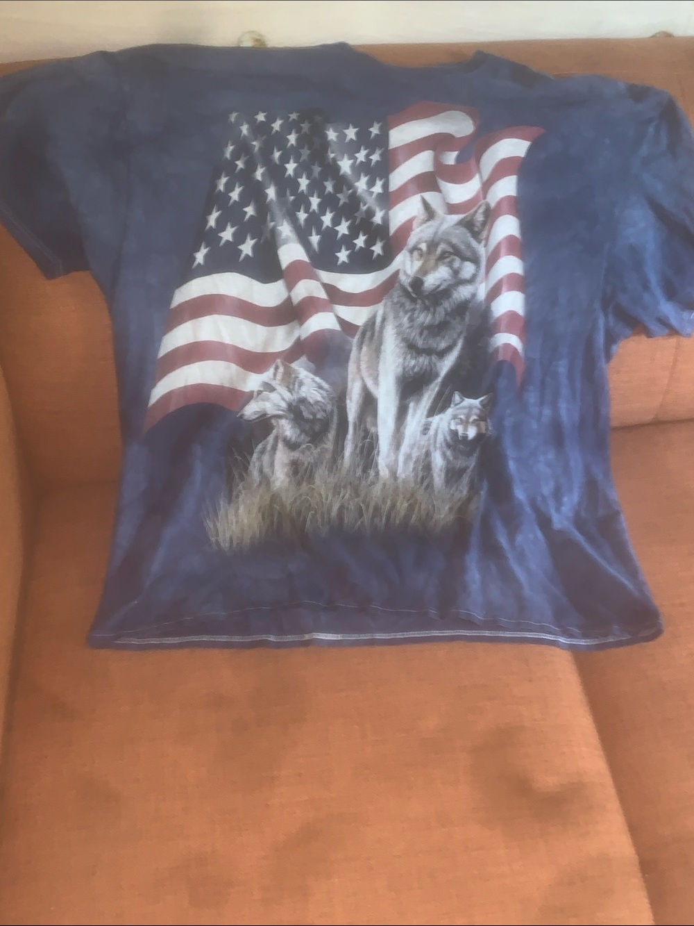 2000 y2k tyed dye tee USA flag animal. Printed front